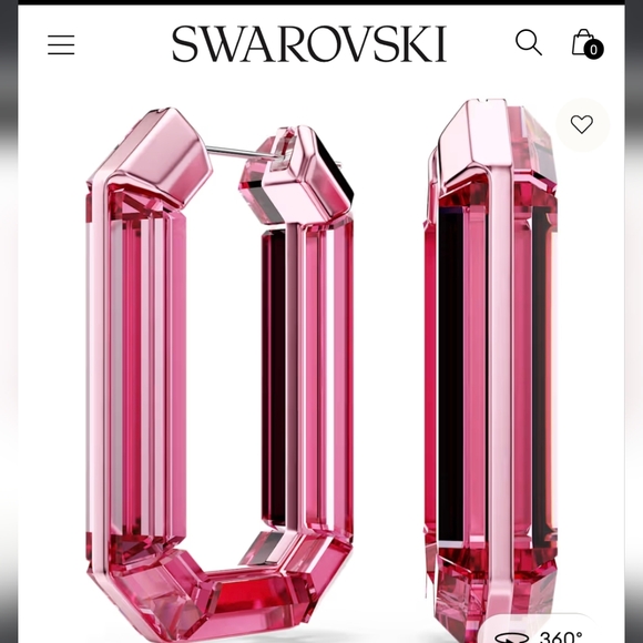 NIB Swarovski Pink Lucent Statement Hoops - Octagon Large